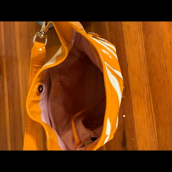 Dooney & Bourke yellow white stripe hobo bag - Picture 6 of 8